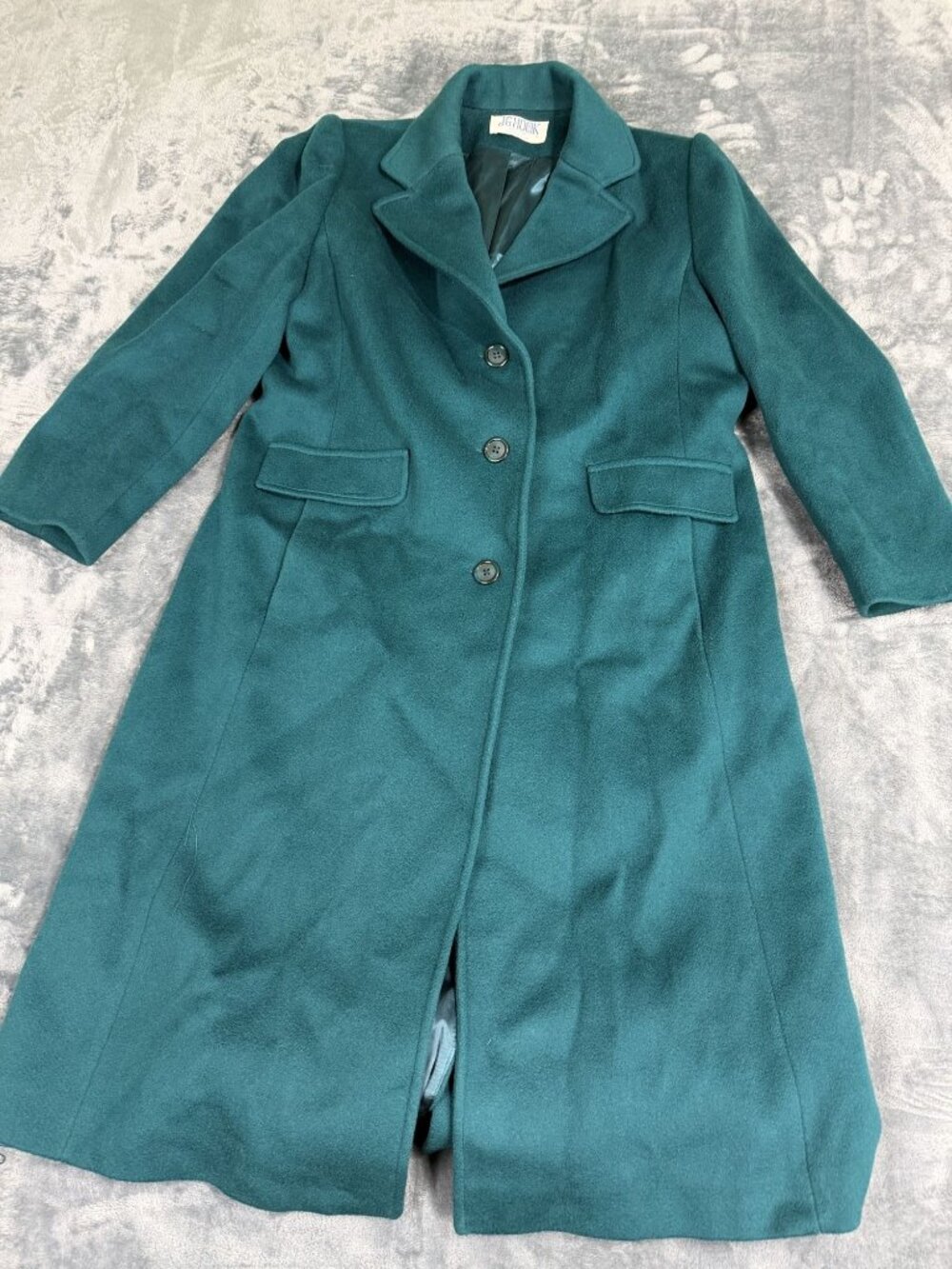 J.G. Hook Womens Petite Pure Wool Teal Long Coat 10P